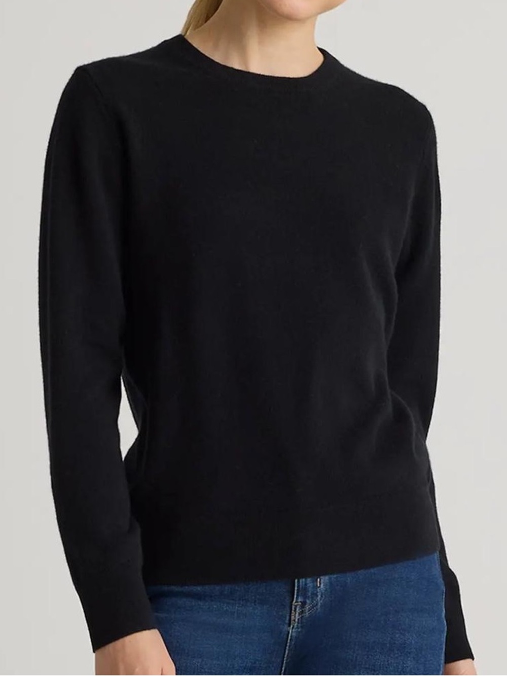 Quince Mongolian Cashmere Crewneck Sweater Black 100% Cashmere Size Small